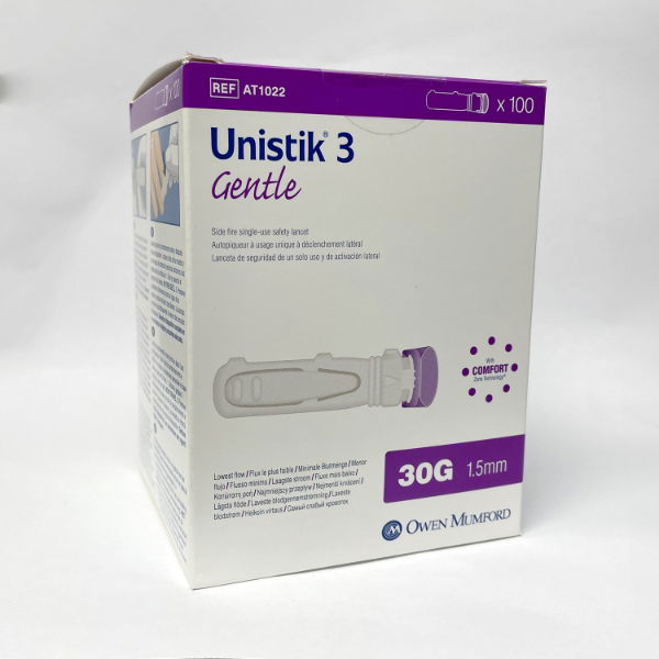 UNISTIK 3 GENTLE Lancets 1.5mm/30g - 100