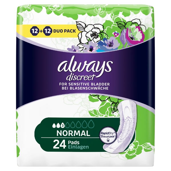 ALWAYS SAN TOWELS DISCREET PADS NORMAL 24 - 3879566