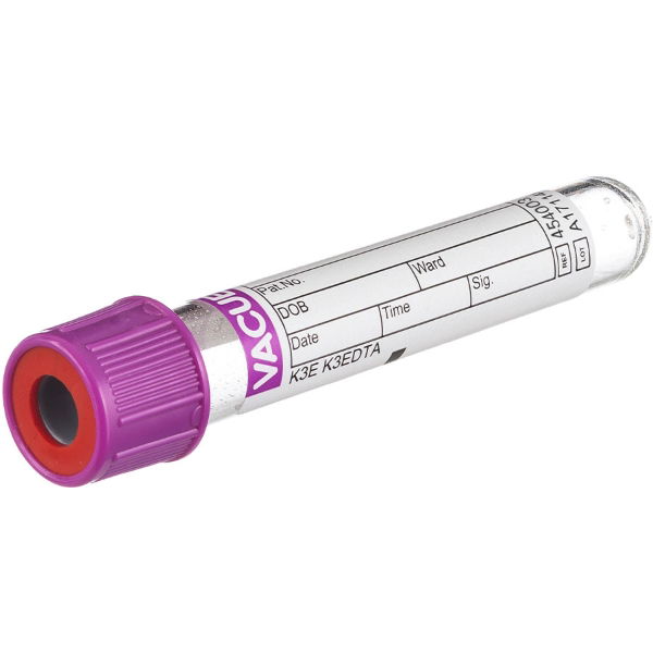 VACUETTE 4ml K3EDTA Lavender Cap/Red Ring 454003 - 50