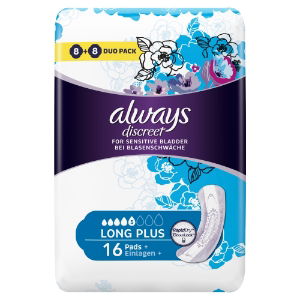 ALWAYS SAN TOWELS DISCREET PADS LONG PLUS 16 - 3879541