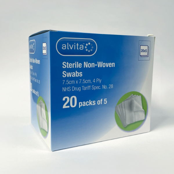 ALVITA Surgical Gauze Swabs Non Wov 7.5 x 7.5cm (20x5) - 100