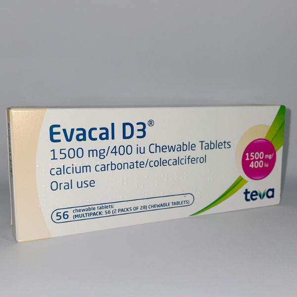 EVACAL D3 Chewable Tablets 1500mg/400iu - 56