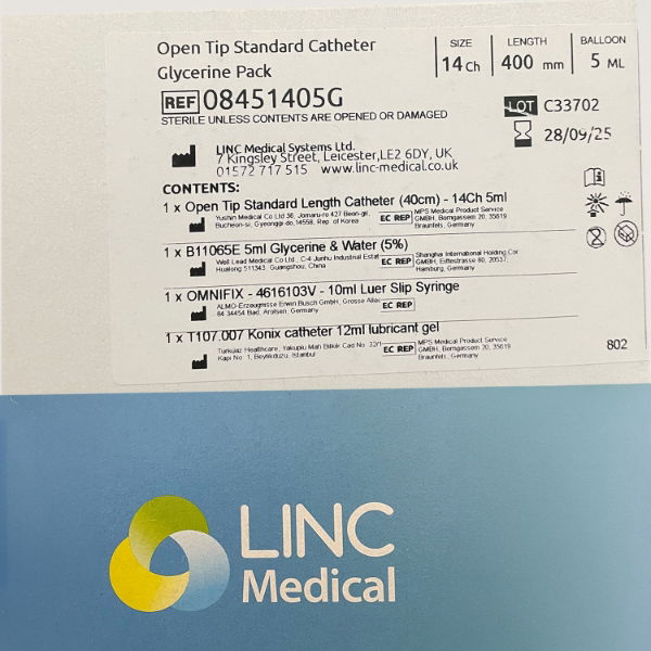 LINC-FLO Silicone Catheter 08501405W Sterile 14ch 5ml - 1