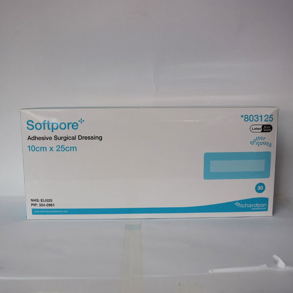 3040961A-Softpore Sterile Adhesive Surgical Dressing 25x10cm-30pk